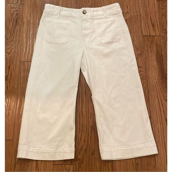 Anthropologie the Colette white crop wide leg jeans size 34p - Picture 5 of 13
